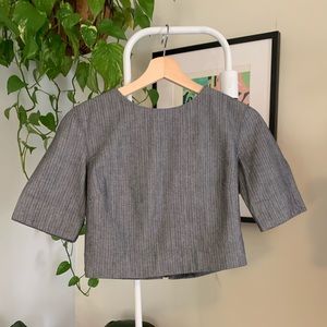 Grey Zipper Crop Top